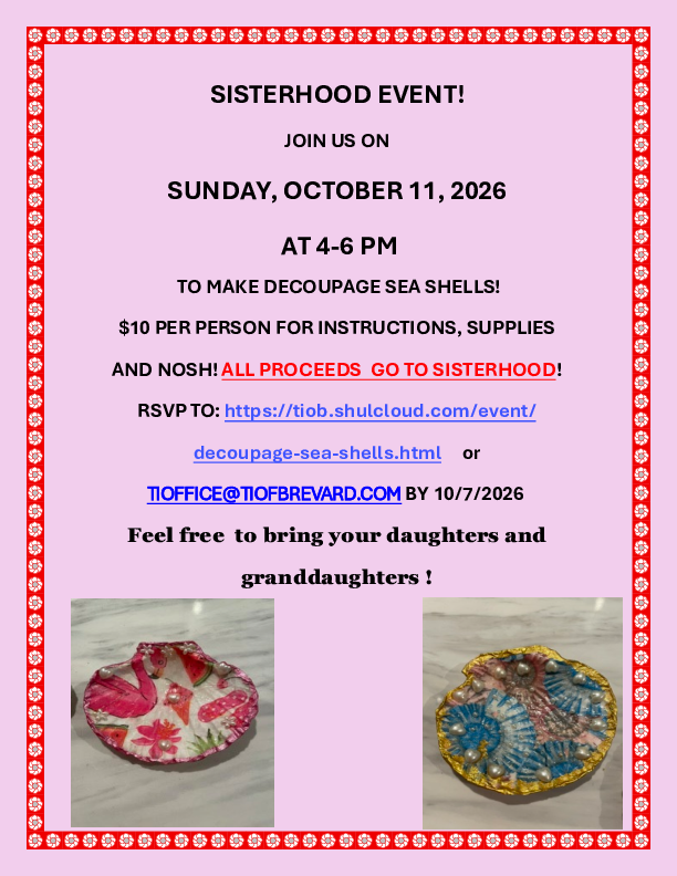 Flyer for Sisterhood Seashell Event